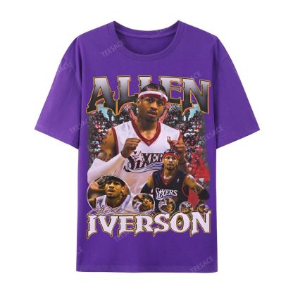 Allen Iverson Vintage Tee Casual Short Sleeve T-Shirt 