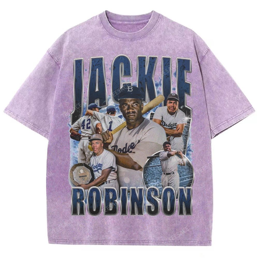 JACKIE ROBINSON DODGERS TEE Unisex Fit Washed T-Shirt 