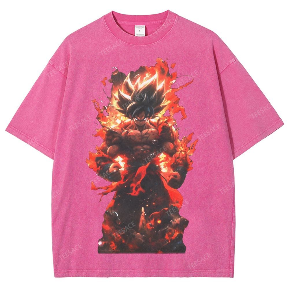 Unisex-Adult Ultra Cotton Washed T-Shirt Graphic SUPER SAIYAN GOKU TEE - [DS]