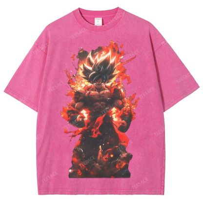 Unisex-Adult Ultra Cotton Washed T-Shirt Graphic SUPER SAIYAN GOKU TEE - [DS]