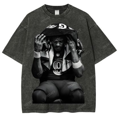 LAMAR JACKSON Tee  Unisex Fit Washed T-Shirt 