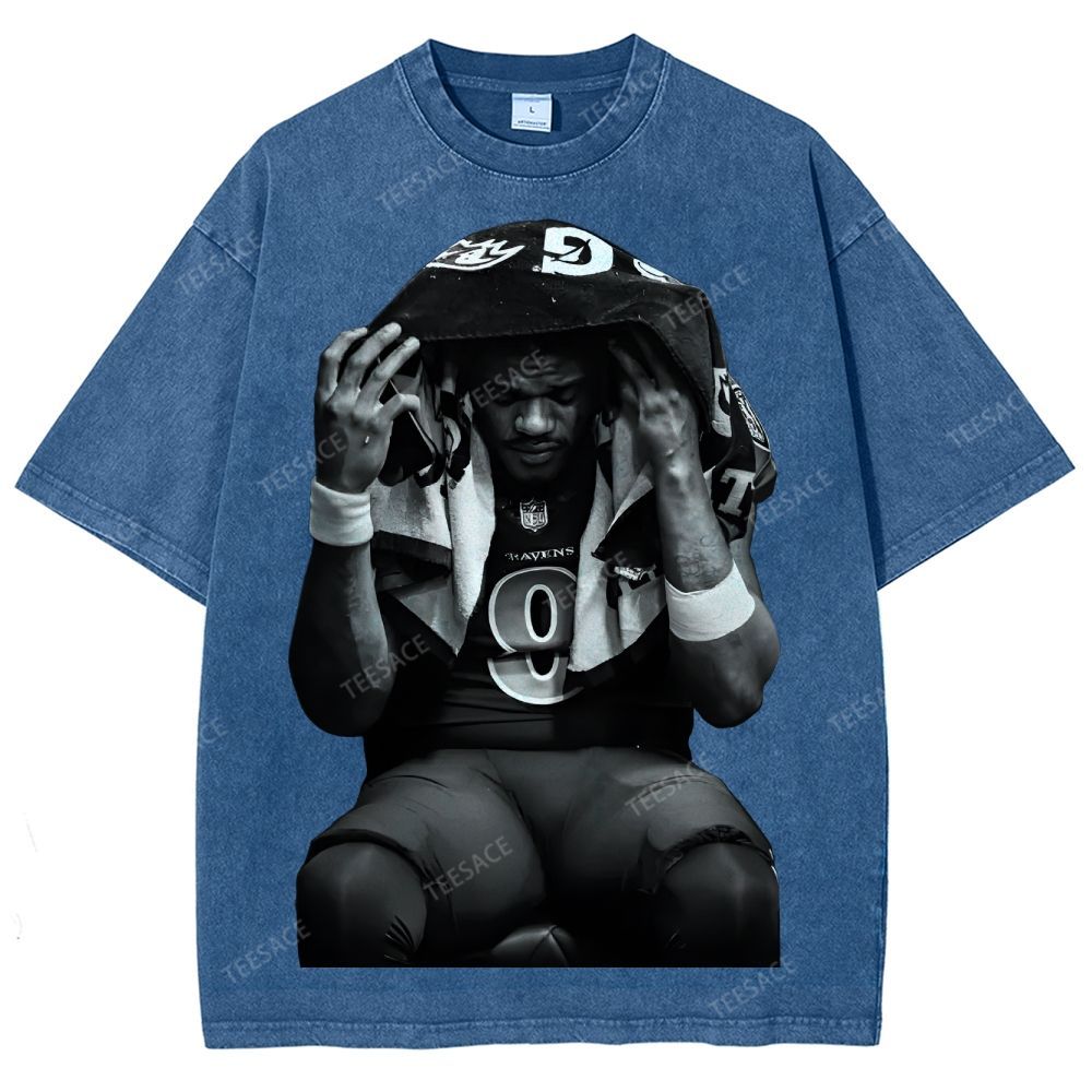 LAMAR JACKSON Tee  Unisex Fit Washed T-Shirt 