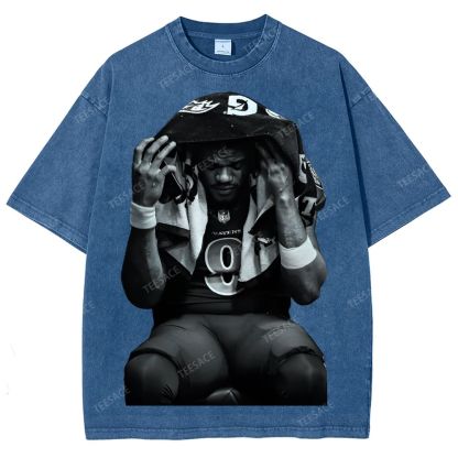 LAMAR JACKSON Tee  Unisex Fit Washed T-Shirt 