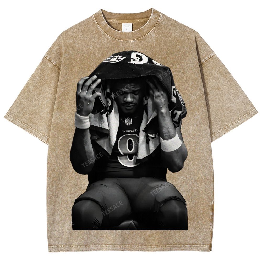 LAMAR JACKSON Tee  Unisex Fit Washed T-Shirt 