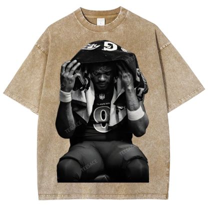 LAMAR JACKSON Tee  Unisex Fit Washed T-Shirt 