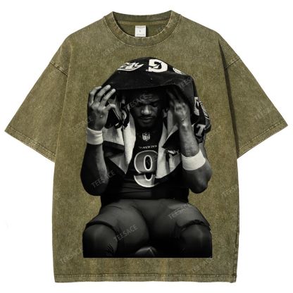 LAMAR JACKSON Tee  Unisex Fit Washed T-Shirt 