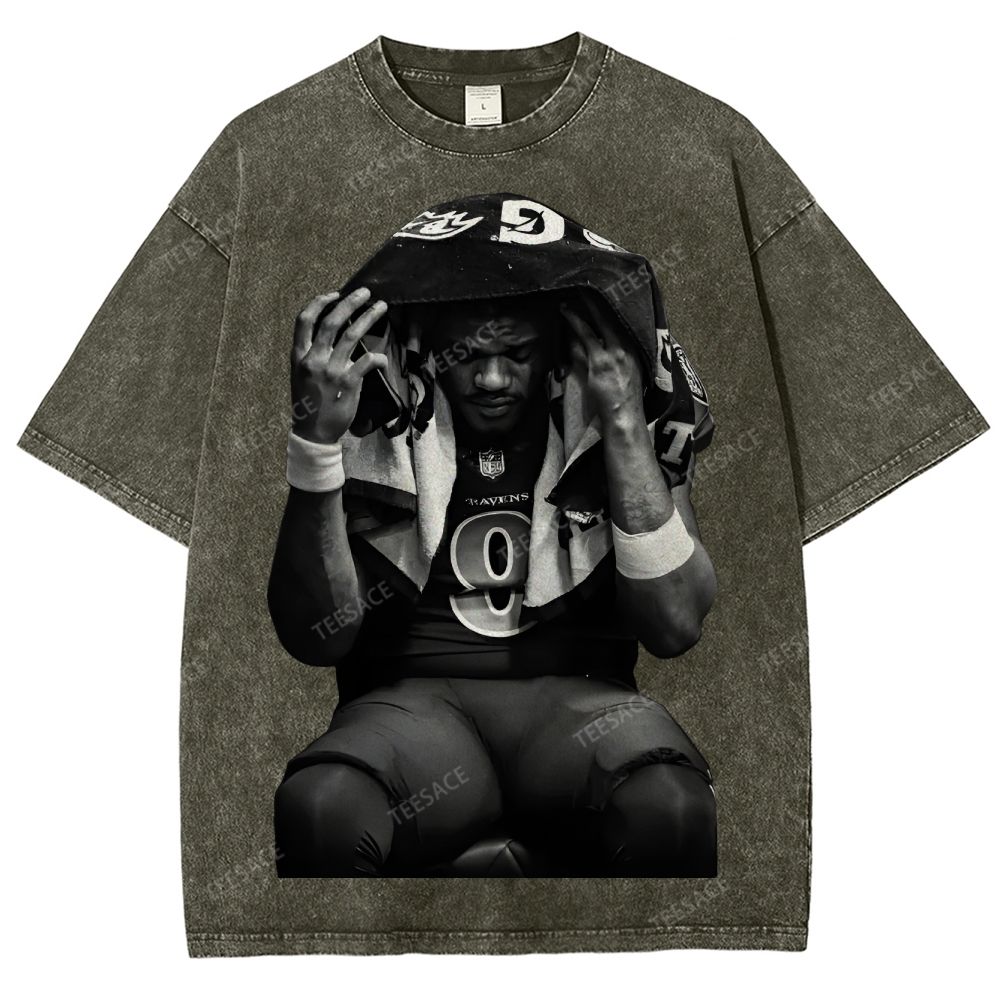 LAMAR JACKSON Tee  Unisex Fit Washed T-Shirt 