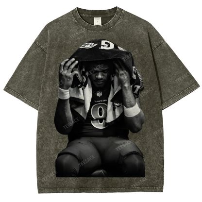 LAMAR JACKSON Tee  Unisex Fit Washed T-Shirt 