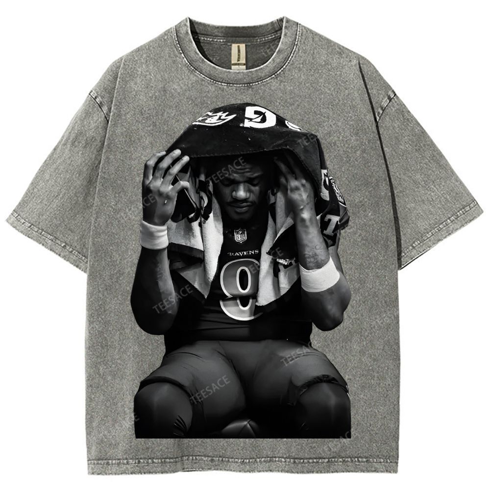 LAMAR JACKSON Tee  Unisex Fit Washed T-Shirt 