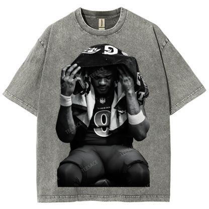 LAMAR JACKSON Tee  Unisex Fit Washed T-Shirt 