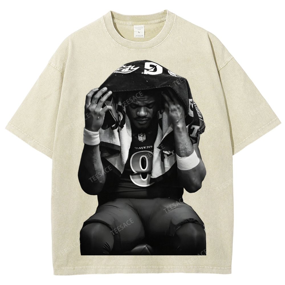 LAMAR JACKSON Tee  Unisex Fit Washed T-Shirt 