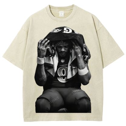 LAMAR JACKSON Tee  Unisex Fit Washed T-Shirt 