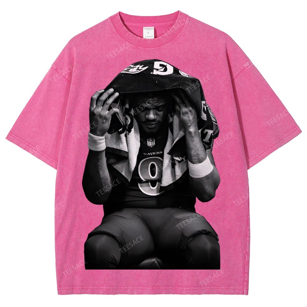 LAMAR JACKSON Tee  Unisex Fit Washed T-Shirt 