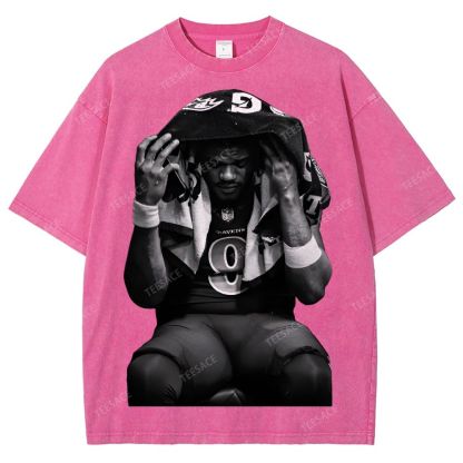 LAMAR JACKSON Tee  Unisex Fit Washed T-Shirt 