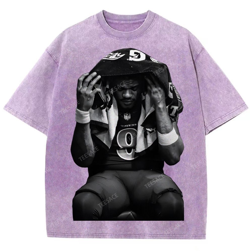 LAMAR JACKSON Tee  Unisex Fit Washed T-Shirt 
