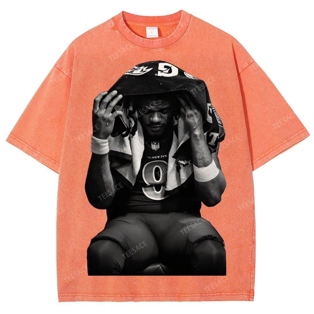 LAMAR JACKSON Tee  Unisex Fit Washed T-Shirt 