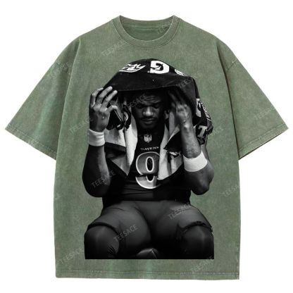 LAMAR JACKSON Tee  Unisex Fit Washed T-Shirt 