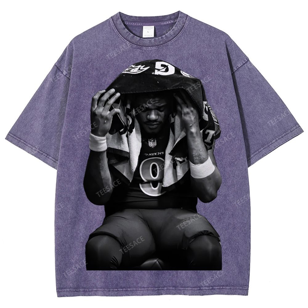 LAMAR JACKSON Tee  Unisex Fit Washed T-Shirt 