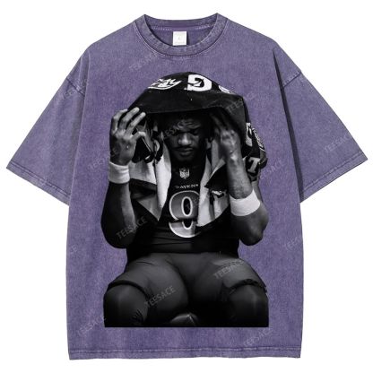 LAMAR JACKSON Tee  Unisex Fit Washed T-Shirt 