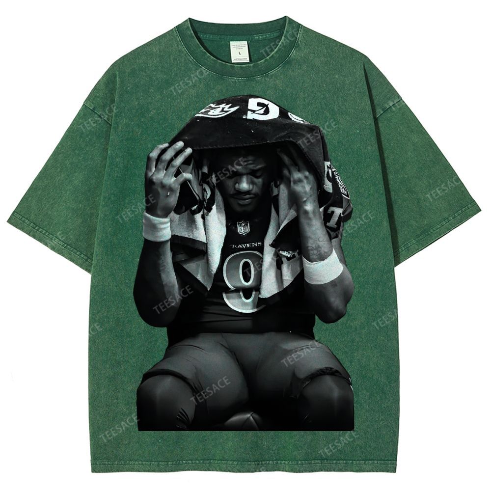LAMAR JACKSON Tee  Unisex Fit Washed T-Shirt 