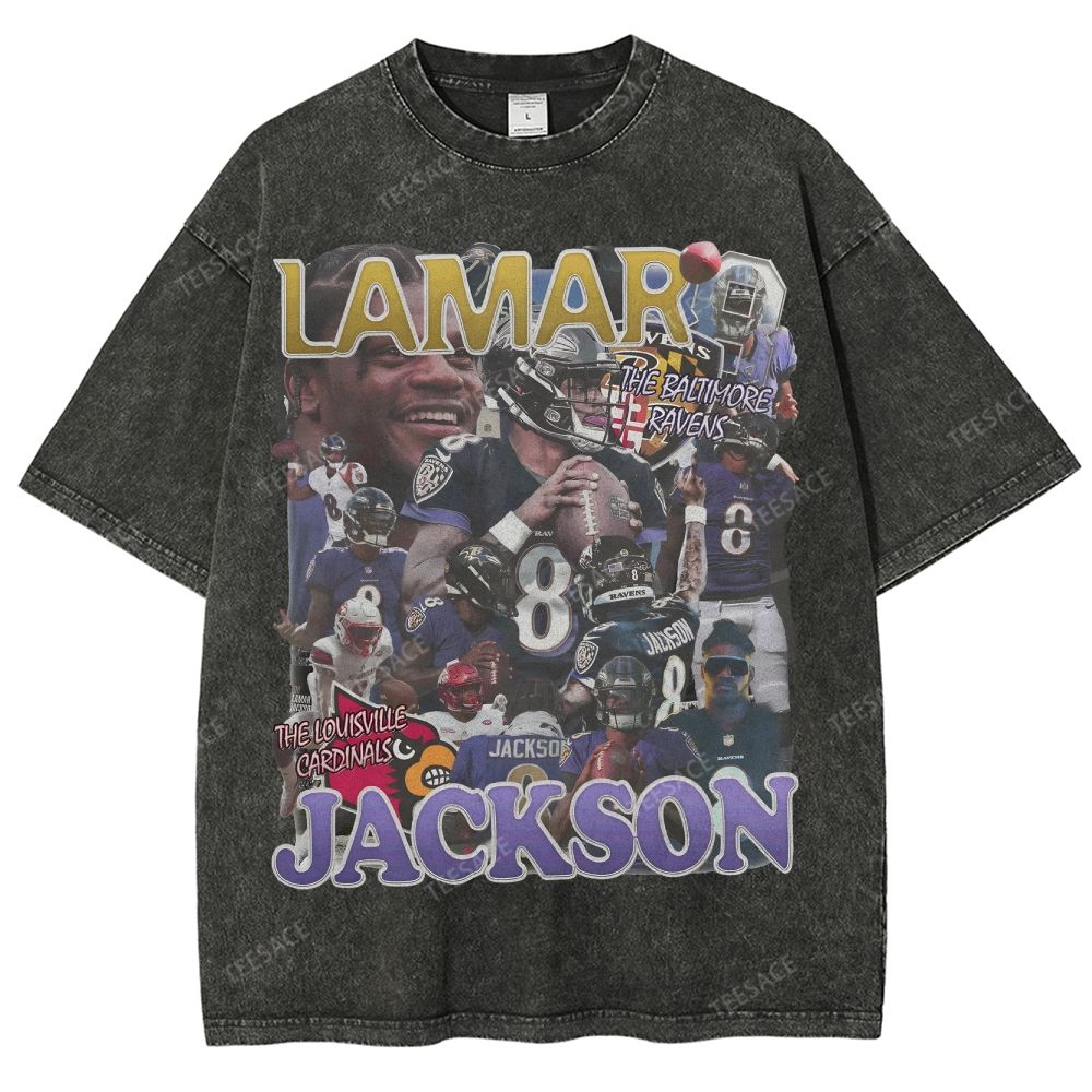 Lamar Jackson Ravens Tee Unisex Fit Washed T-Shirt 