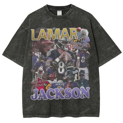 Lamar Jackson Ravens Tee Unisex Fit Washed T-Shirt 