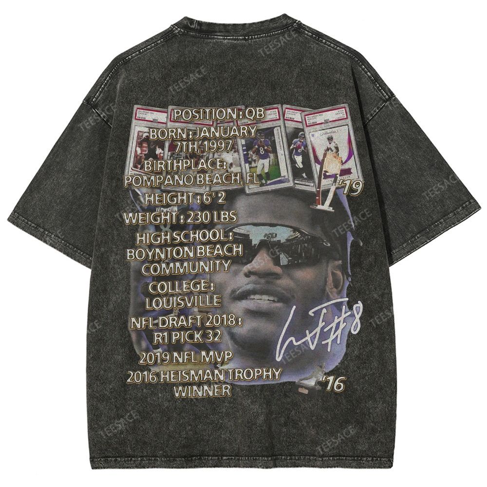 Lamar Jackson Ravens Tee Unisex Fit Washed T-Shirt 