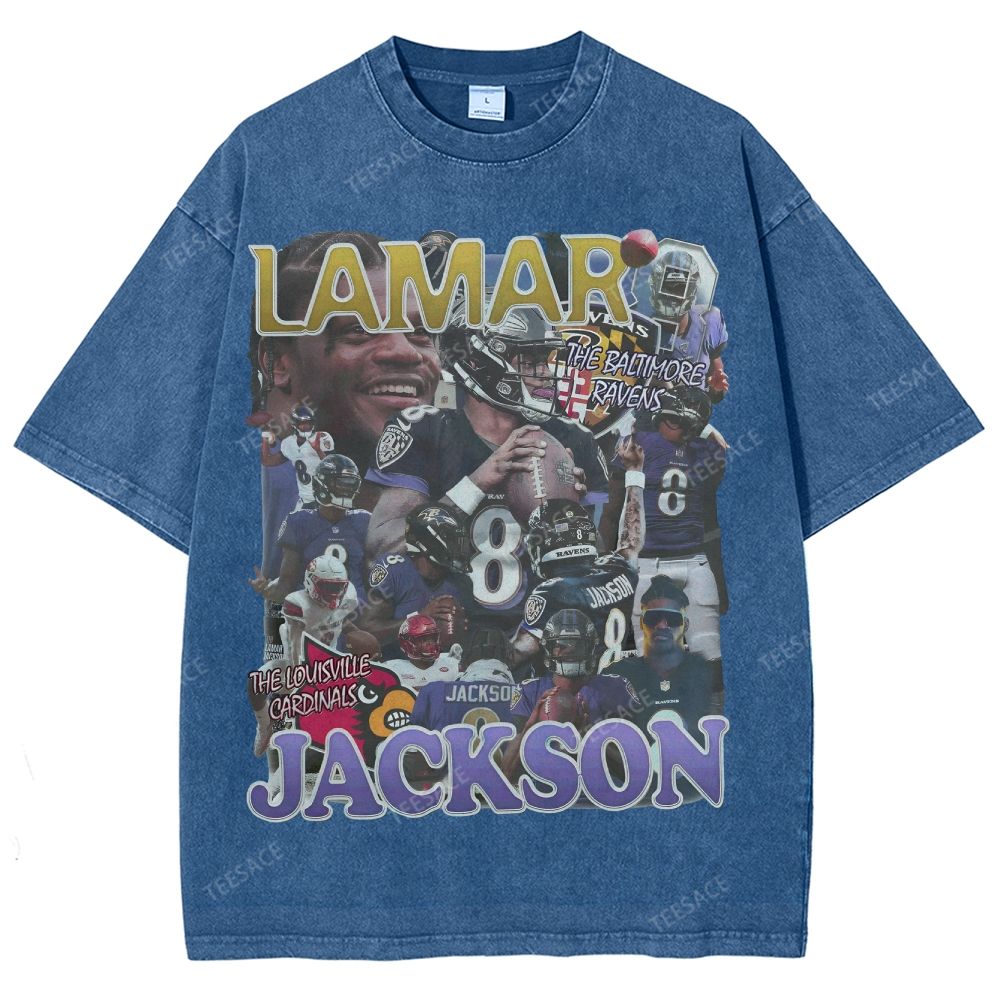 Lamar Jackson Ravens Tee Unisex Fit Washed T-Shirt 
