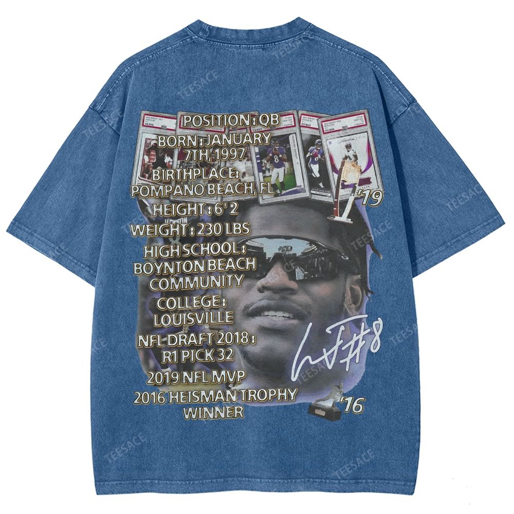 Lamar Jackson Ravens Tee Unisex Fit Washed T-Shirt 