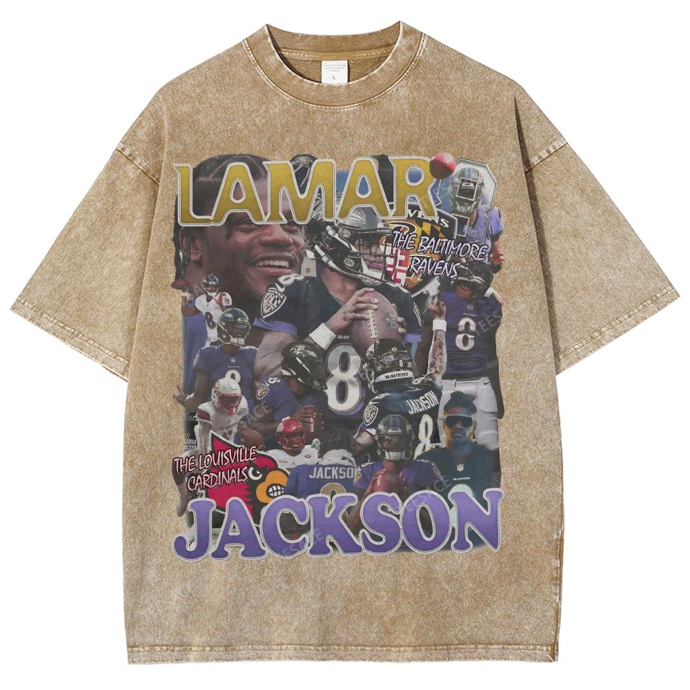 Lamar Jackson Ravens Tee Unisex Fit Washed T-Shirt 