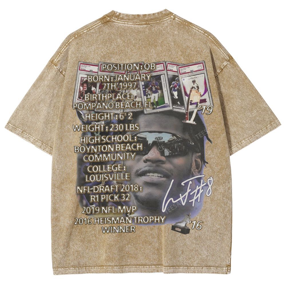 Lamar Jackson Ravens Tee Unisex Fit Washed T-Shirt 