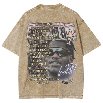 Lamar Jackson Ravens Tee Unisex Fit Washed T-Shirt 