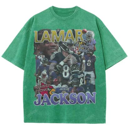 Lamar Jackson Ravens Tee Unisex Fit Washed T-Shirt 
