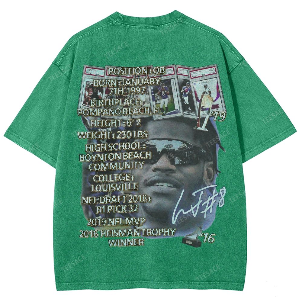 Lamar Jackson Ravens Tee Unisex Fit Washed T-Shirt 