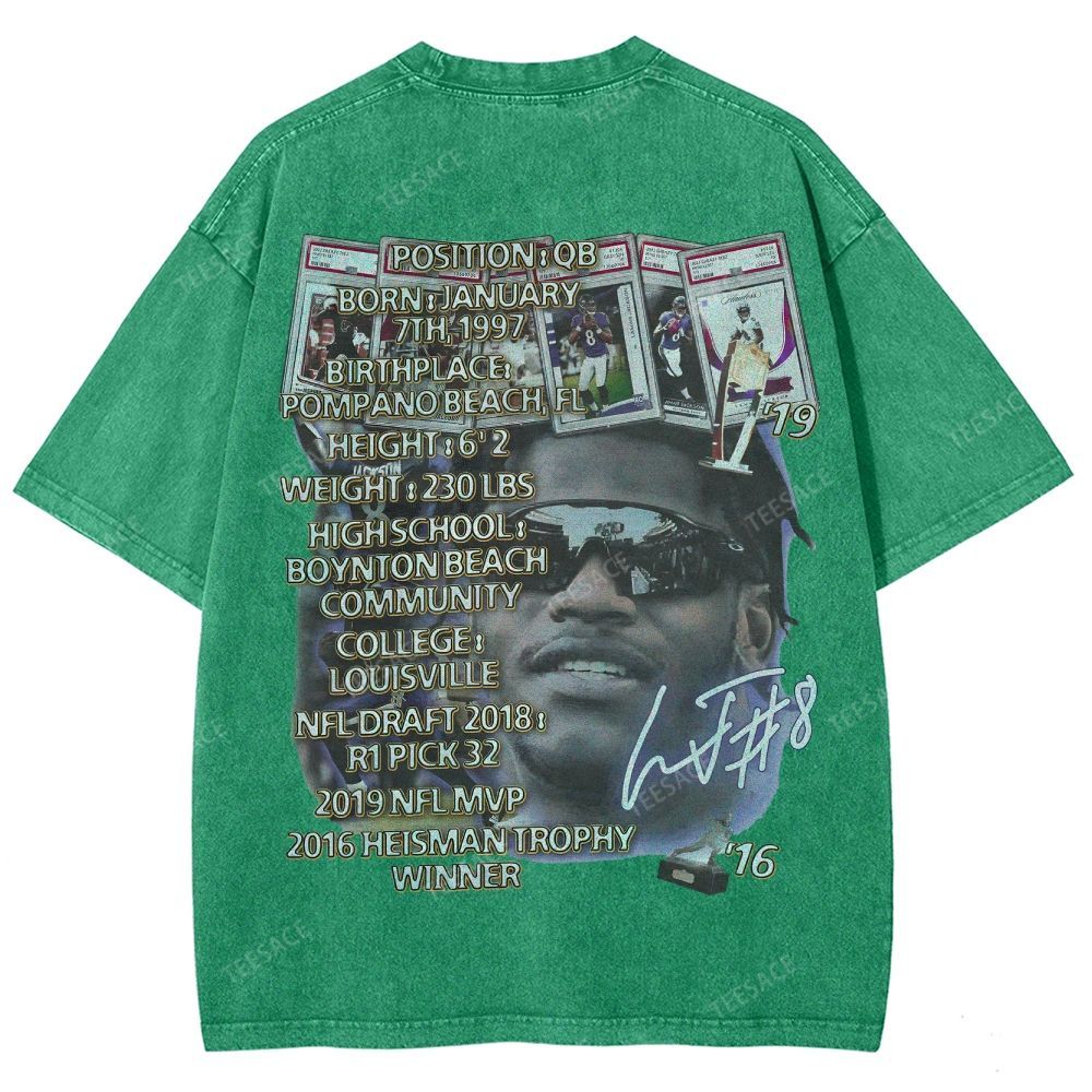 Lamar Jackson Ravens Tee Unisex Fit Washed T-Shirt 