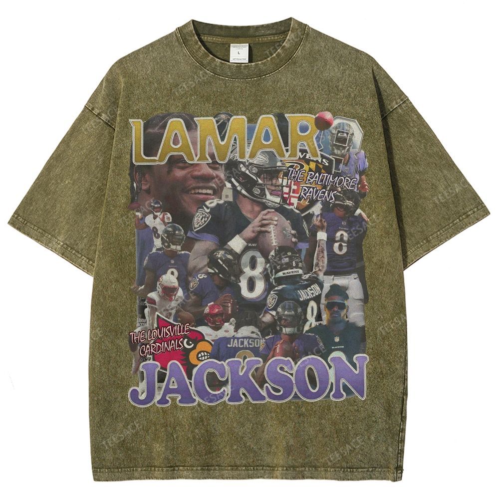 Lamar Jackson Ravens Tee Unisex Fit Washed T-Shirt 