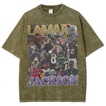Lamar Jackson Ravens Tee Unisex Fit Washed T-Shirt 