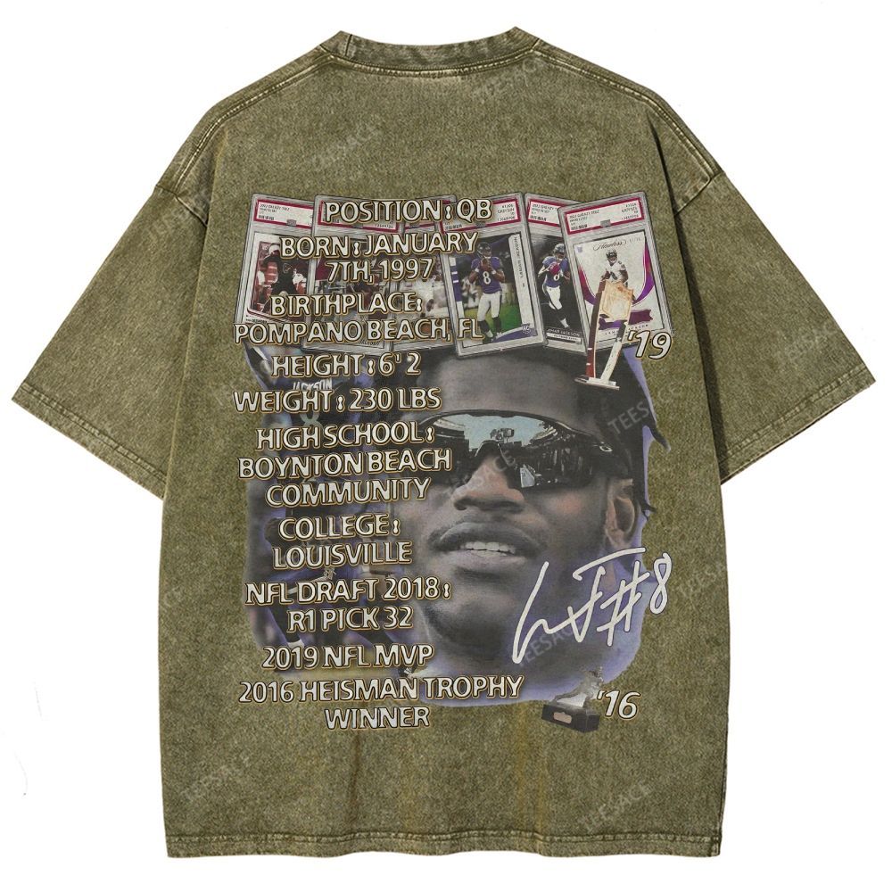 Lamar Jackson Ravens Tee Unisex Fit Washed T-Shirt 