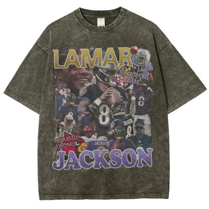 Lamar Jackson Ravens Tee Unisex Fit Washed T-Shirt 