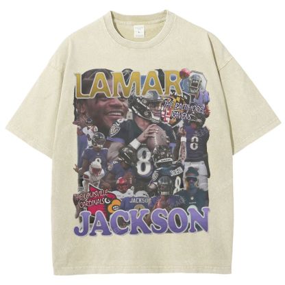 Lamar Jackson Ravens Tee Unisex Fit Washed T-Shirt 