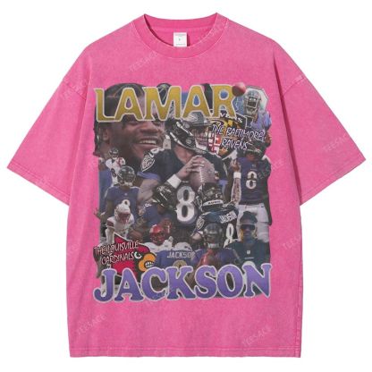Lamar Jackson Ravens Tee Unisex Fit Washed T-Shirt 