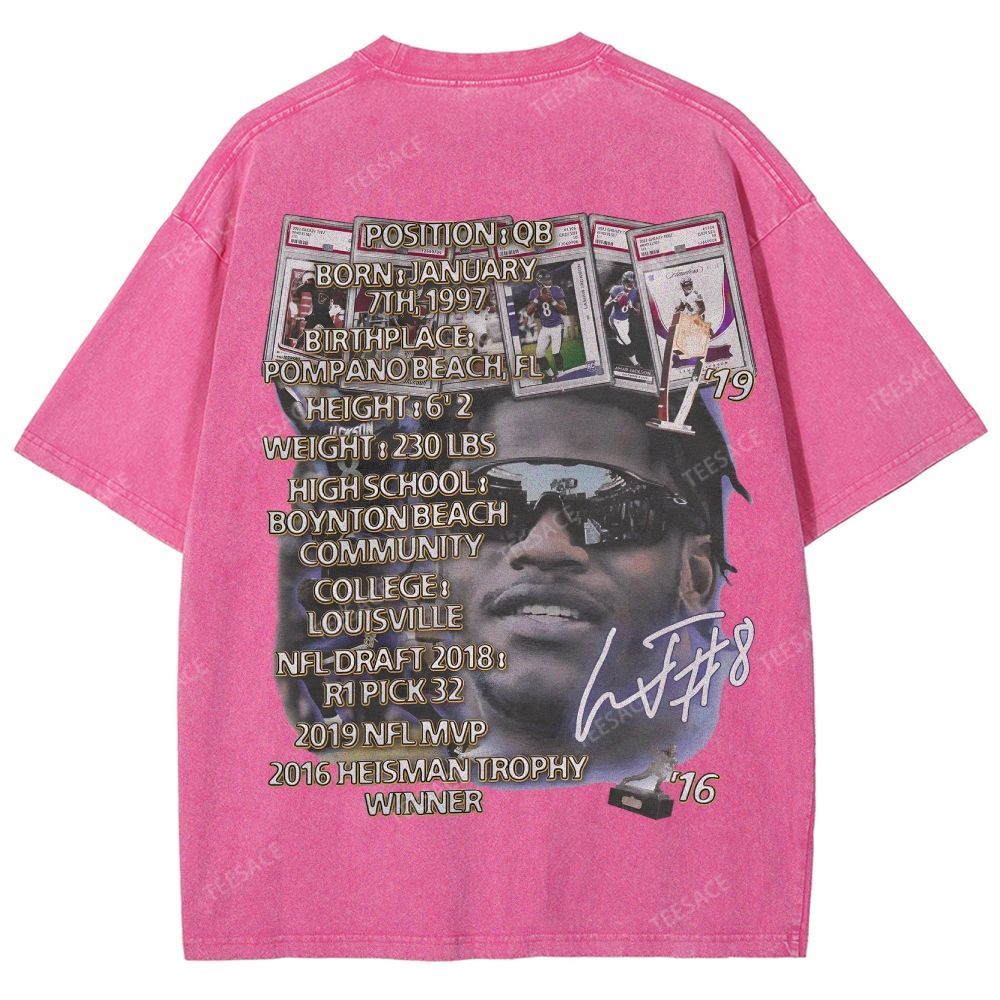 Lamar Jackson Ravens Tee Unisex Fit Washed T-Shirt 