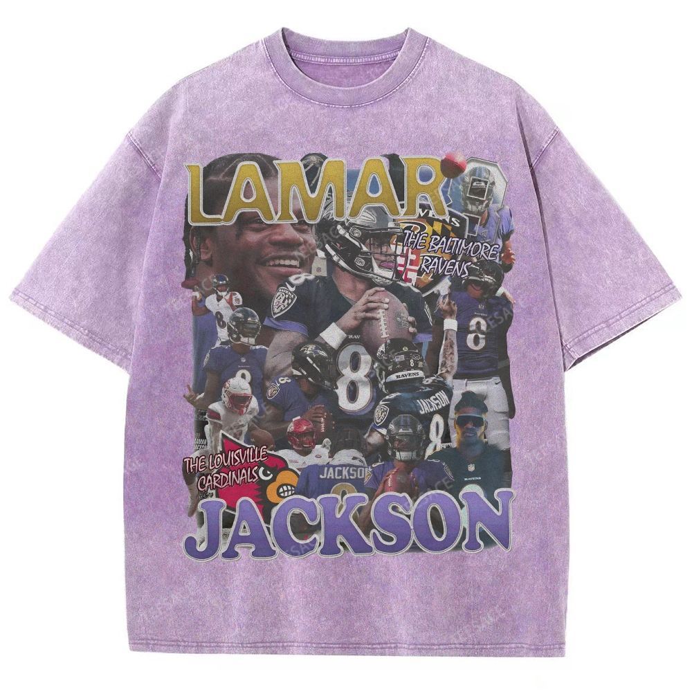 Lamar Jackson Ravens Tee Unisex Fit Washed T-Shirt 