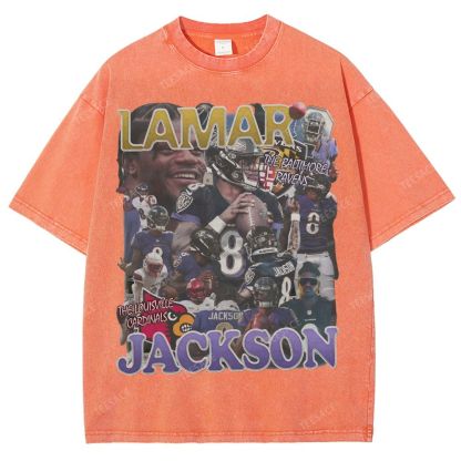 Lamar Jackson Ravens Tee Unisex Fit Washed T-Shirt 