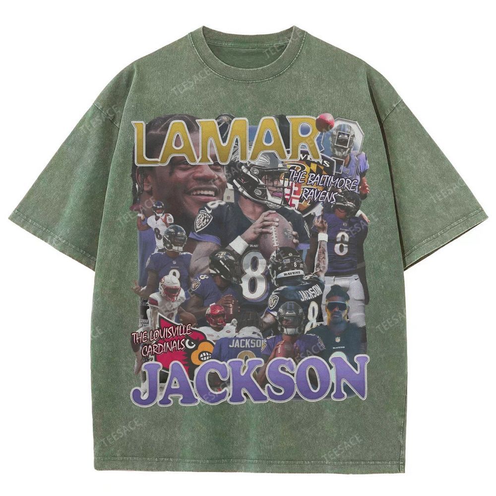 Lamar Jackson Ravens Tee Unisex Fit Washed T-Shirt 
