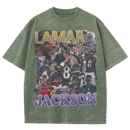 Lamar Jackson Ravens Tee Unisex Fit Washed T-Shirt 