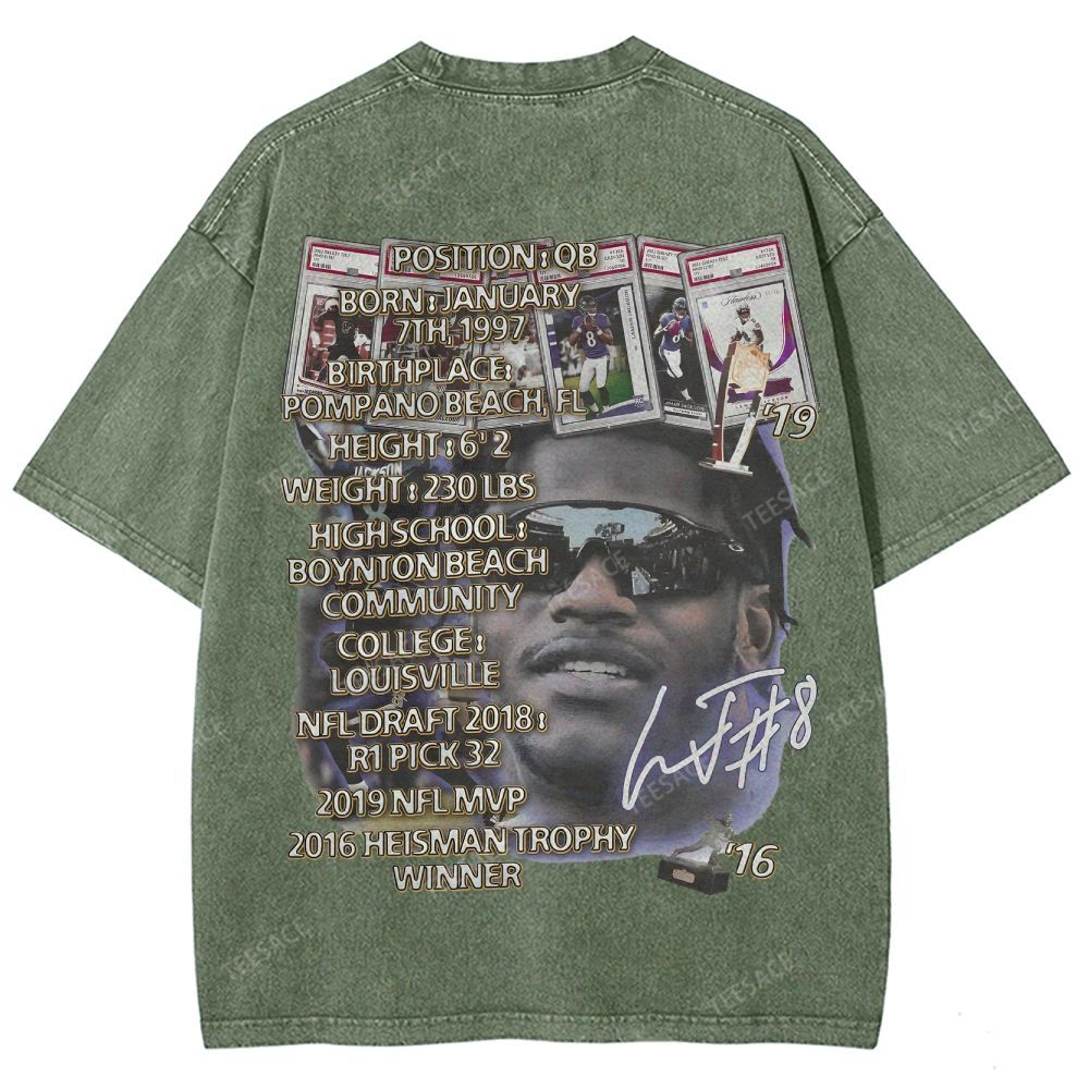 Lamar Jackson Ravens Tee Unisex Fit Washed T-Shirt 