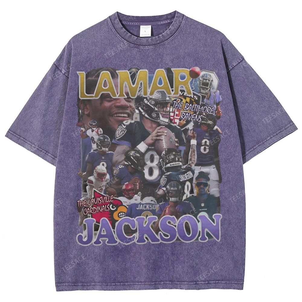 Lamar Jackson Ravens Tee Unisex Fit Washed T-Shirt 