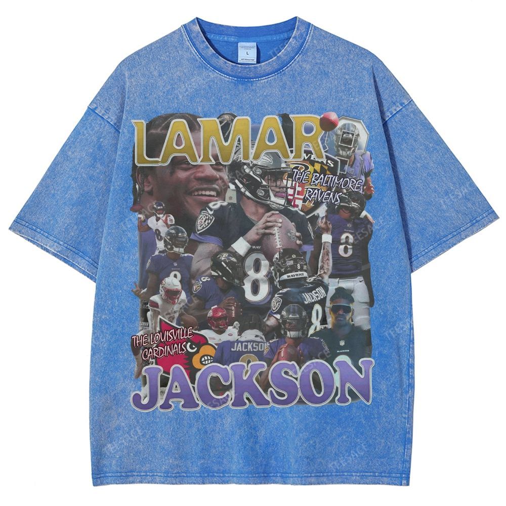 Lamar Jackson Ravens Tee Unisex Fit Washed T-Shirt 