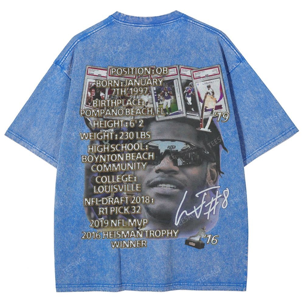 Lamar Jackson Ravens Tee Unisex Fit Washed T-Shirt 